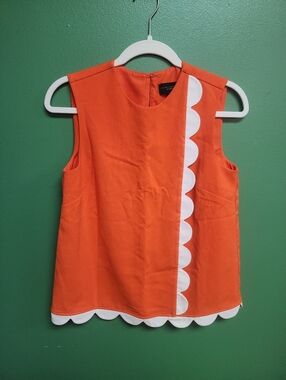 Victoria Beckham for Target Orange Scalloped Sleeveless Top Size S